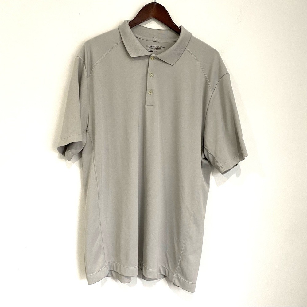 NIKE Golf Mens XL Gray Dry-Fit Tour Performance Short Sleeve Polo B13